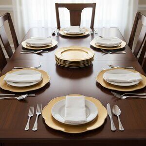 Gold Leaf Hand Gilded Plate Chargers 13" Event Dinner Party Table Decor Set x 10